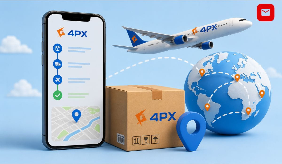 4PX Tracking The Only Guide You Need to Track Any 4PX Package with global shipping, parcel tracking app, delivery updates, and international logistics illustration.