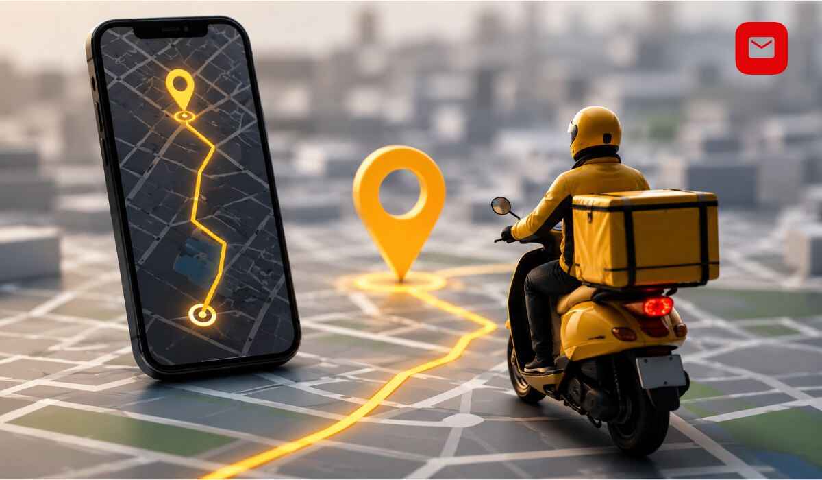 Shadowfax Tracking delivery tracking interface with courier route and real-time package location