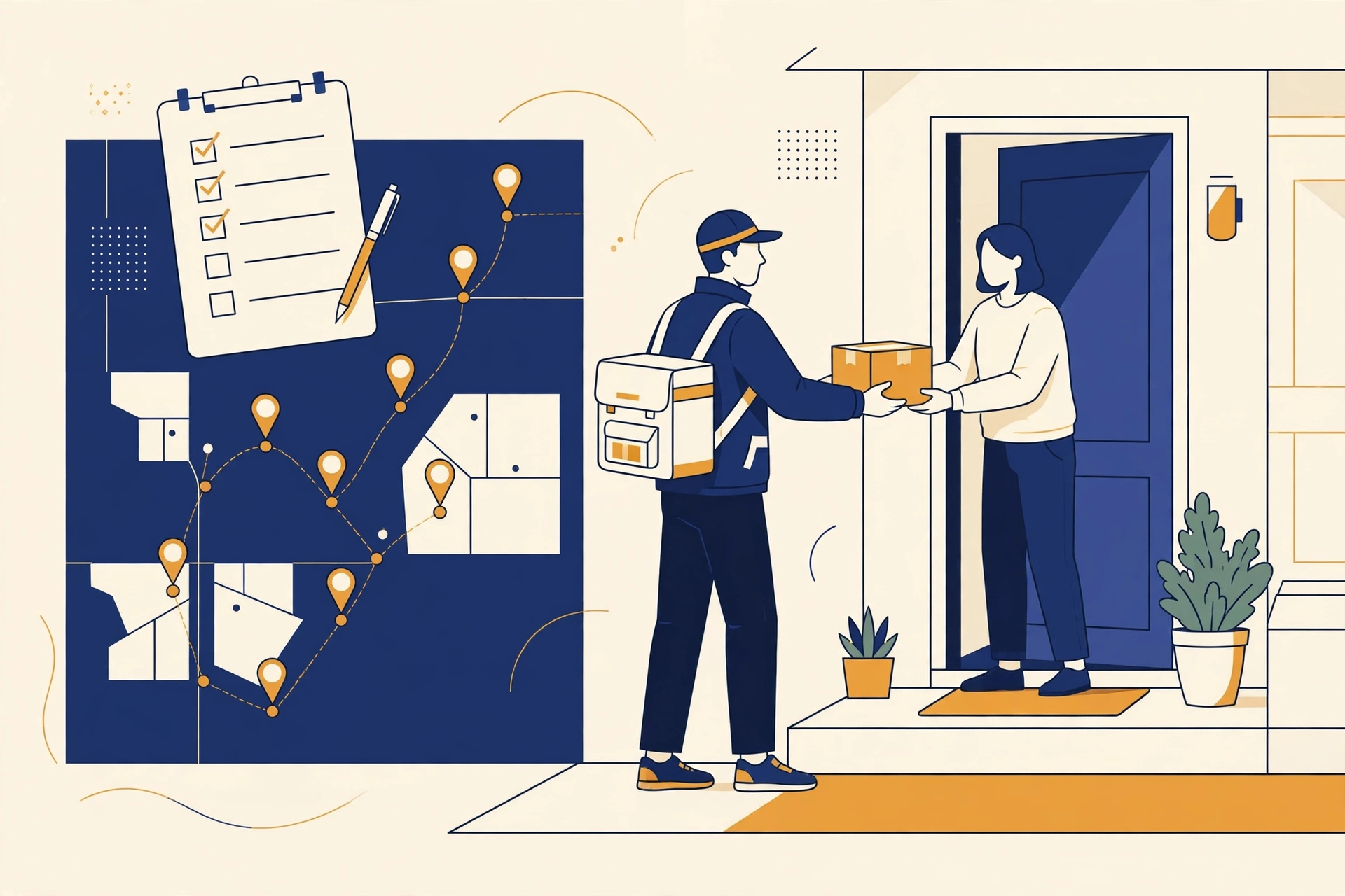 The Professional Courier — parcel tracking guide illustration