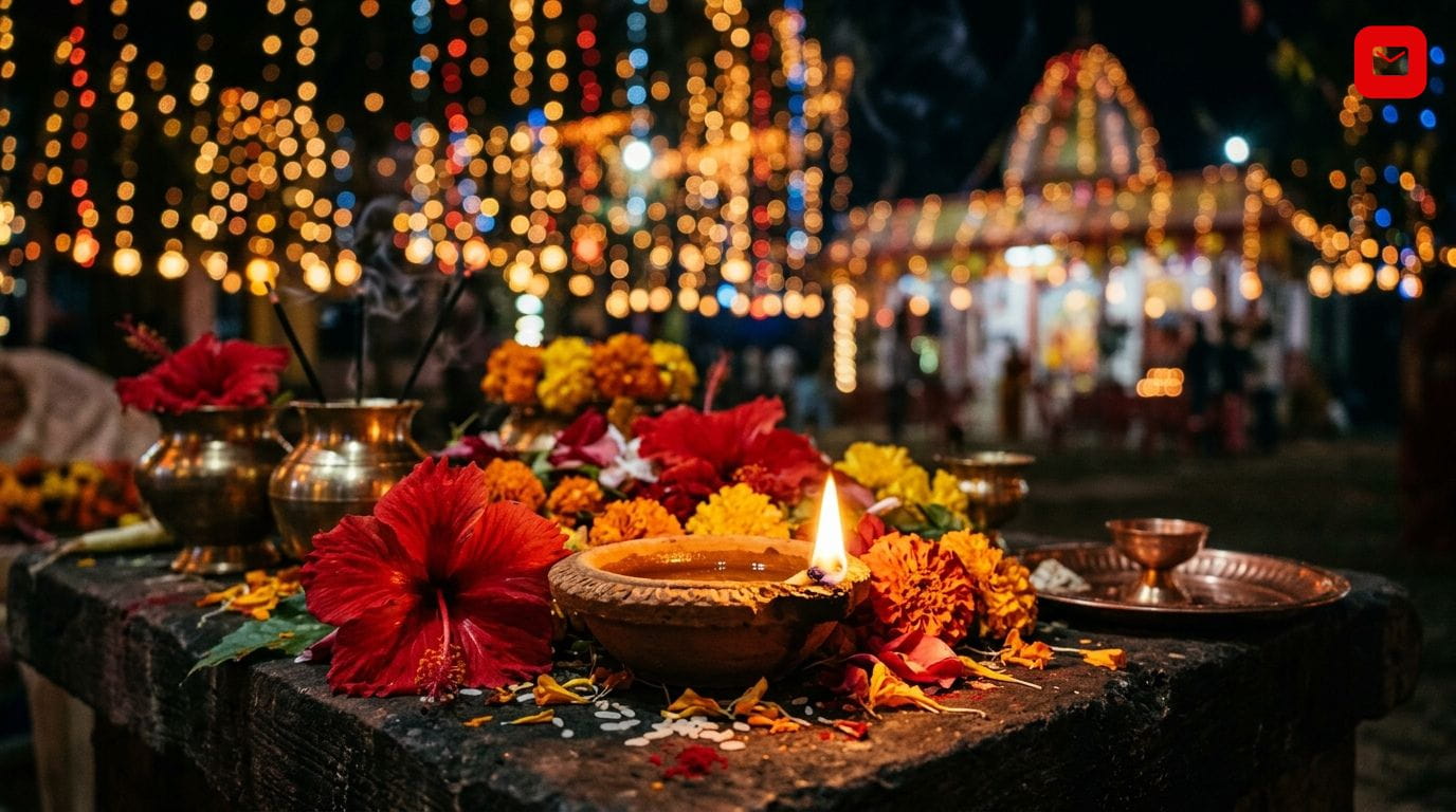 Kali Puja countdown timer showing time remaining until Kali Puja