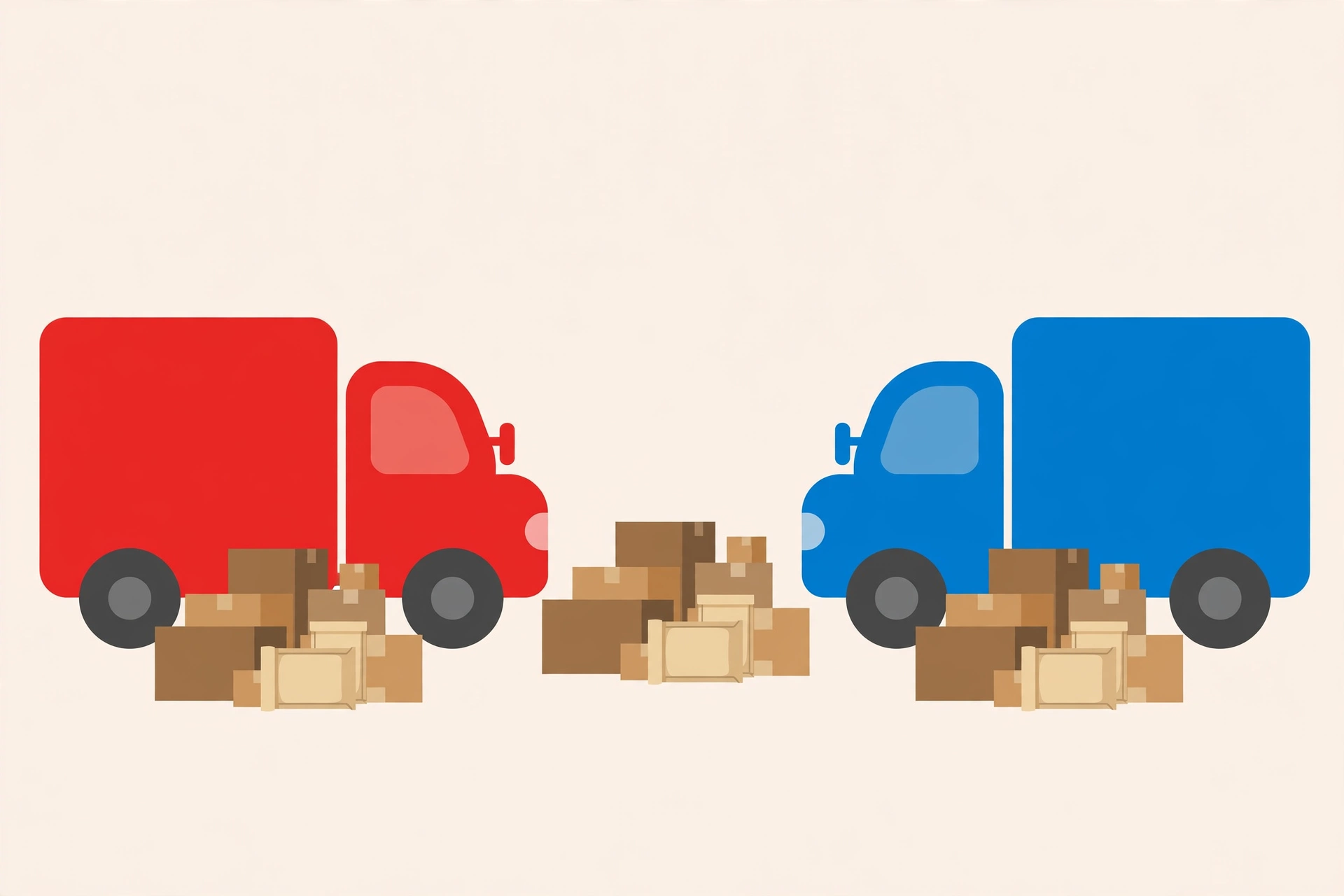 Illustration comparing delhivery vs ecom express delivery vans for Indian e-commerce logistics in 2026