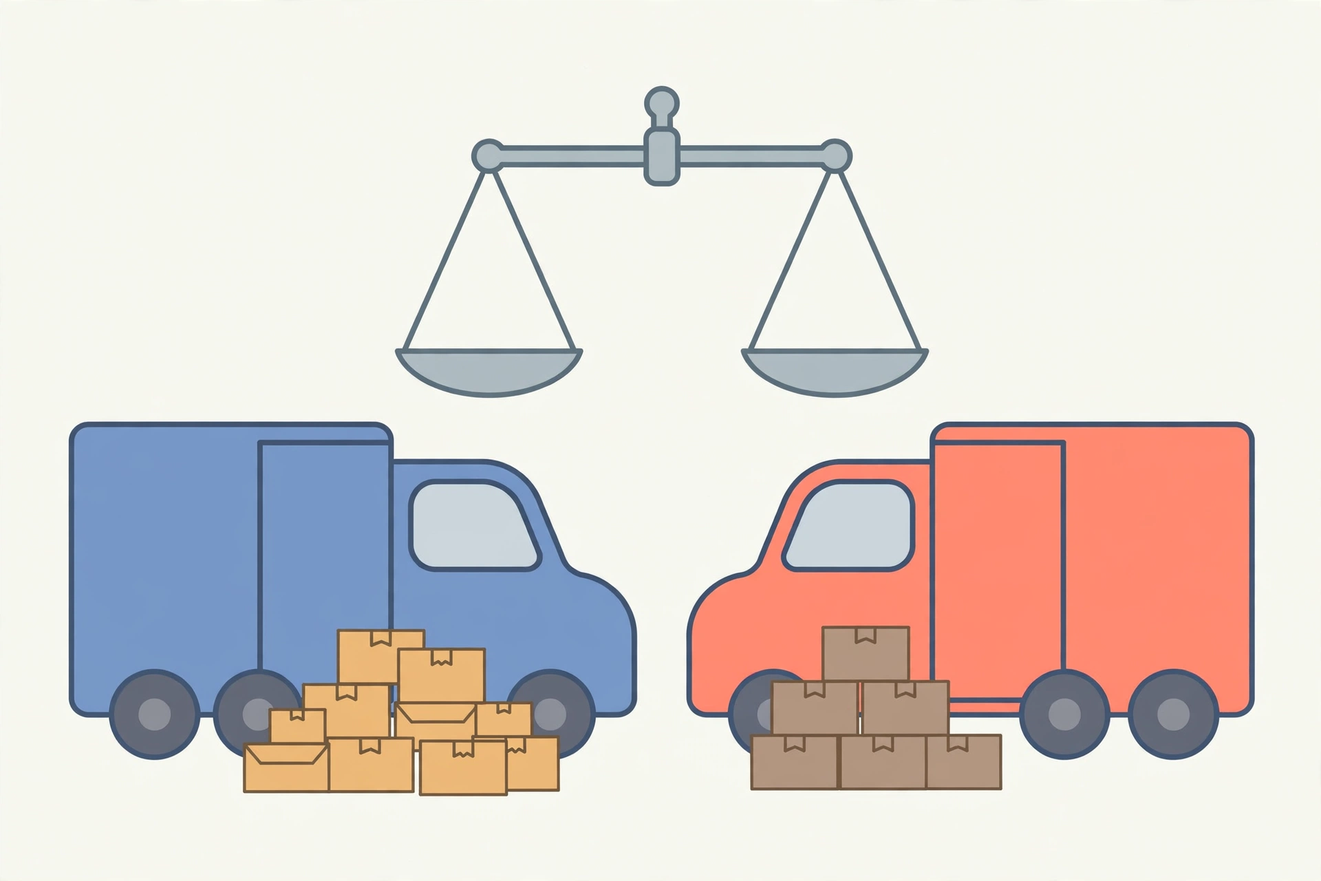 Illustration comparing dtdc vs bluedart courier services with parcel boxes and delivery vans