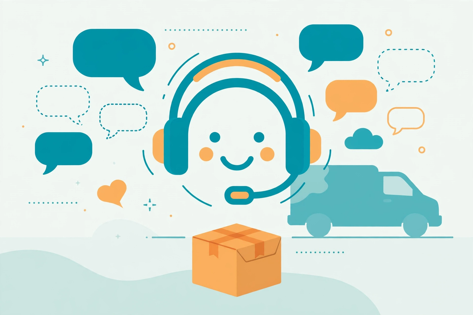 Customer support headset and parcel illustration for the Ecom Express customer care number helpline guide