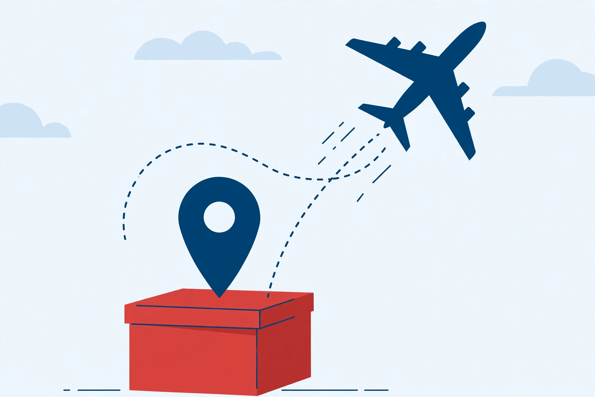Airplane and red parcel illustrating First Flight courier tracking