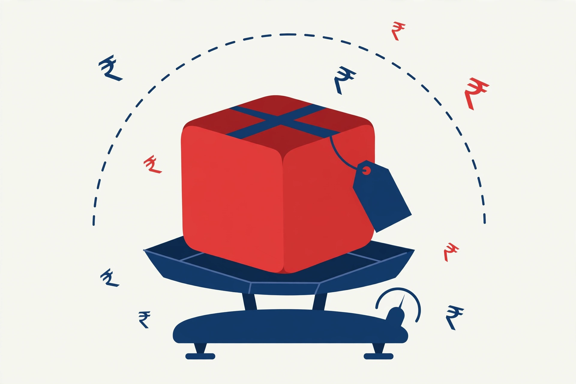 Parcel on a weighing scale illustrating India Post parcel charges 2026 rates