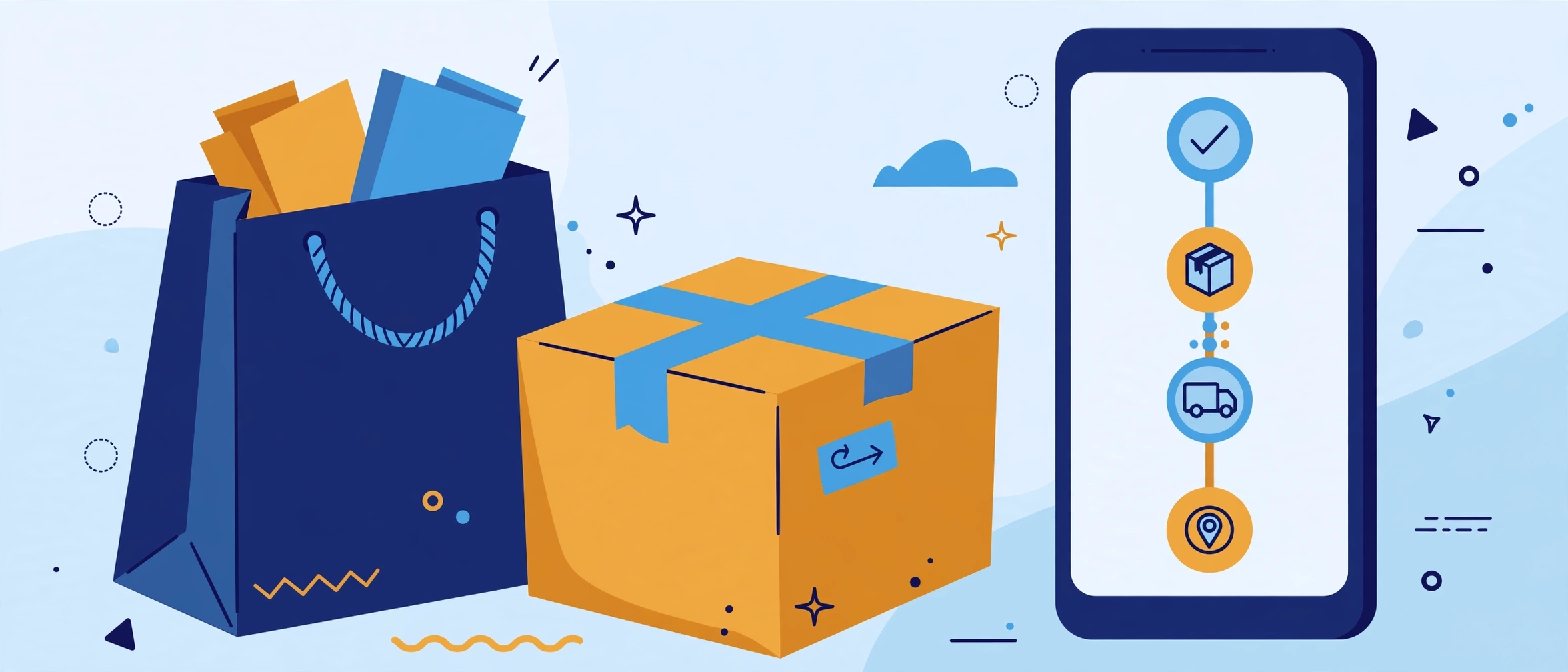 Flipkart Order Tracking — parcel tracking guide illustration