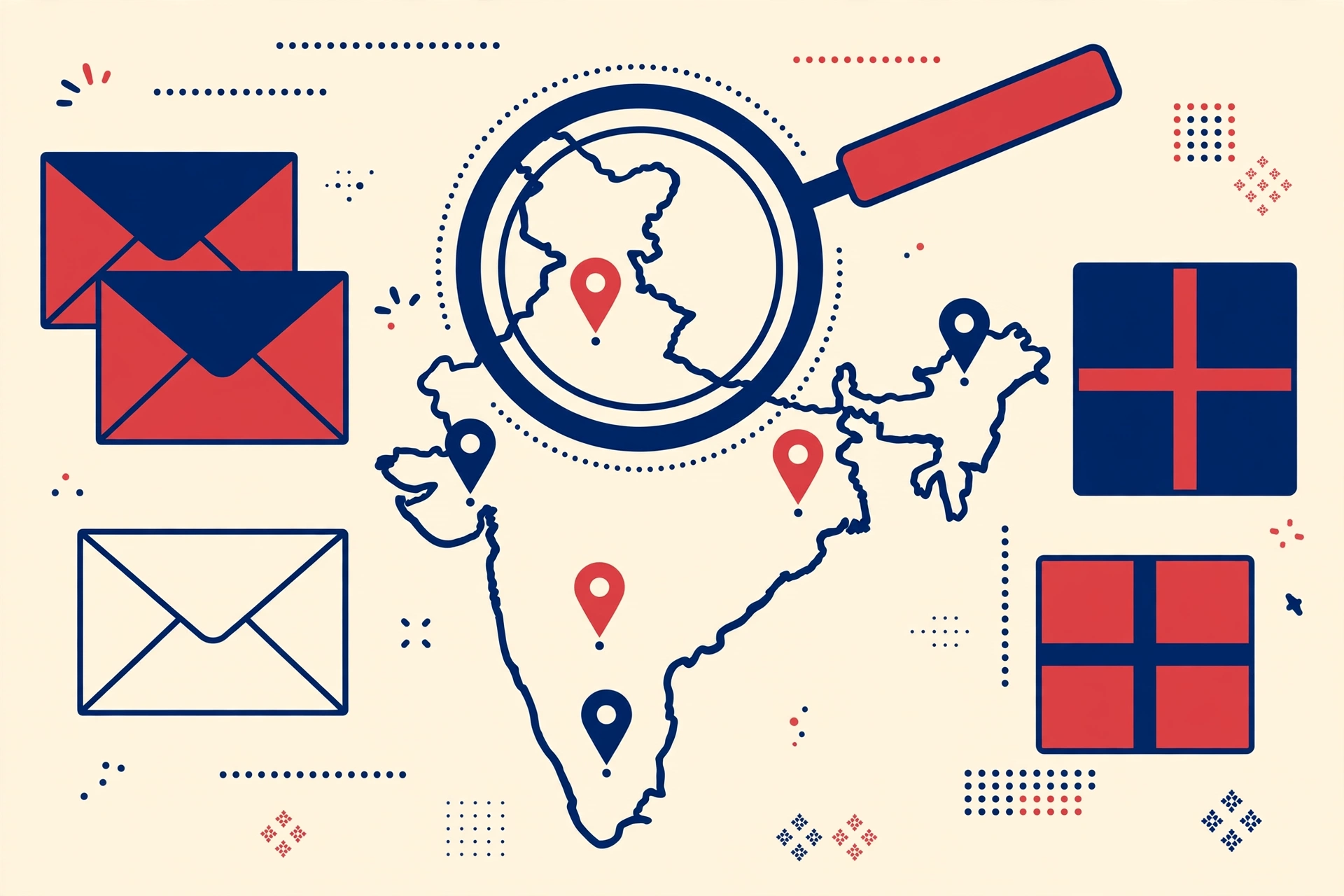 India Post PIN code finder search illustration