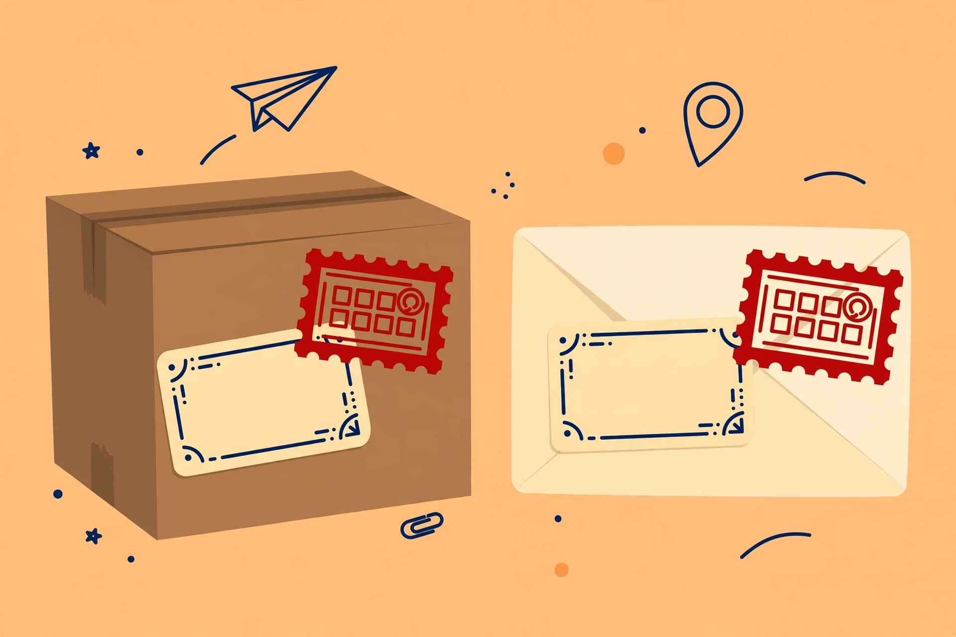 Parcel and envelope illustration showing the correct speed post address format with PIN code