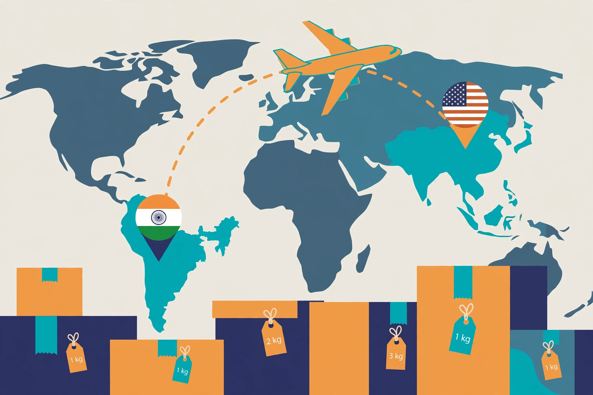 courier charges from india to usa per kg illustration