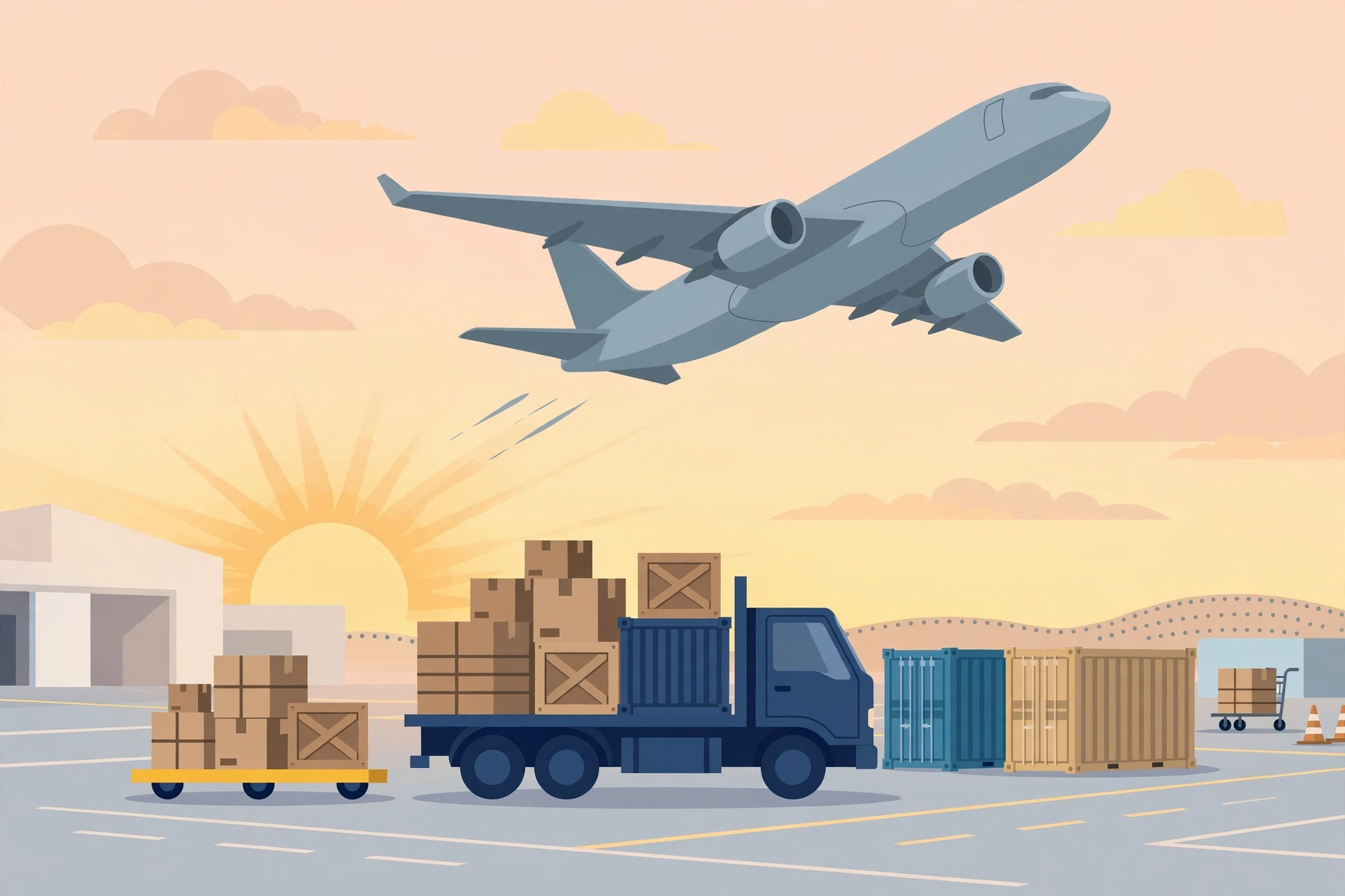 PCCS tracking - illustration of air cargo and freight logistics for parcel tracking